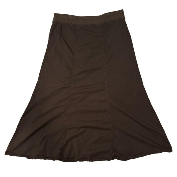 XCVI Women’s Large Cargo Midi Brown Skirt | Zipper Pockets | Gathered Detail - Picture 2 of 5